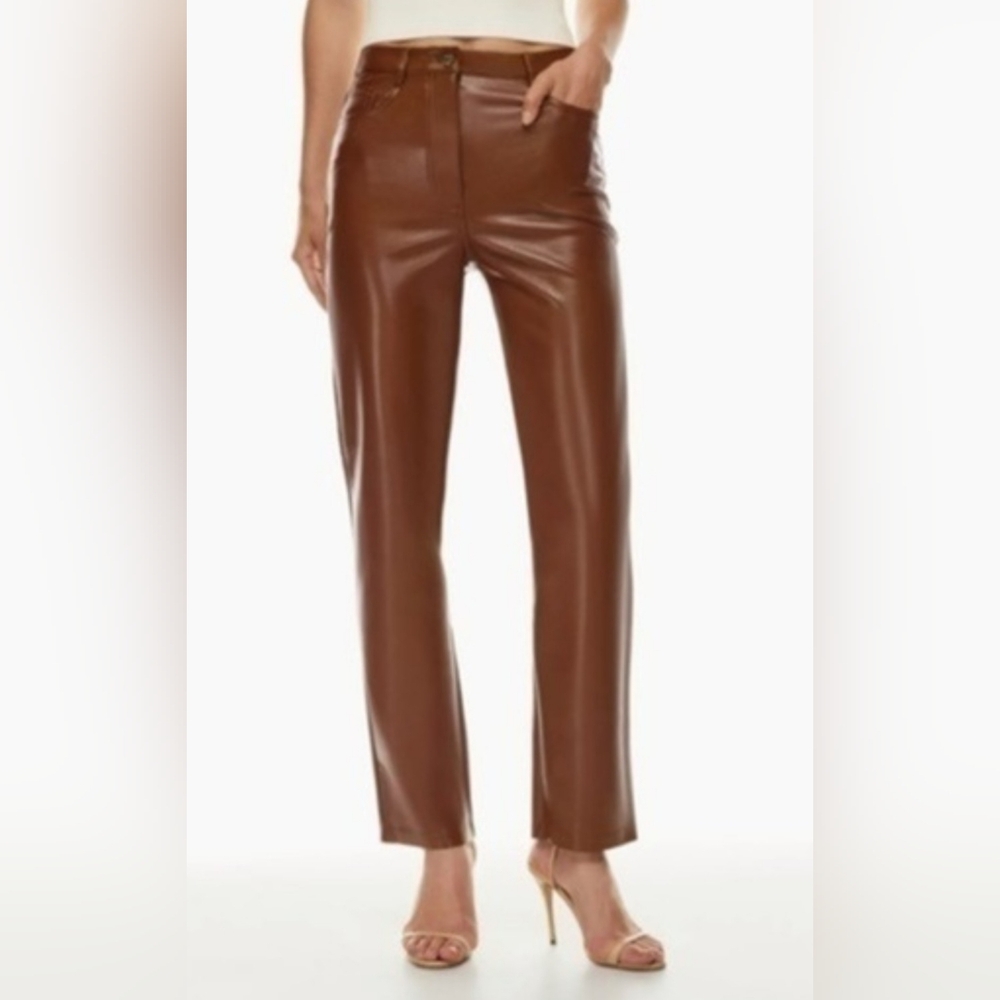 🎉 3/$60 Aritzia Wilfred Melina Vegan Leather Straight Leg Pants Size 4